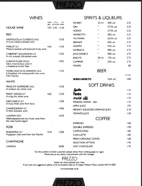 Daily Info, Oxford - Prezzo Menu