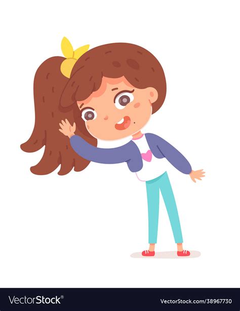 Girl Waving Goodbye Cartoon