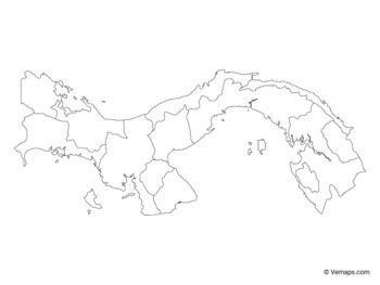 Outline Map of Panama with Provinces by Vemaps | TPT