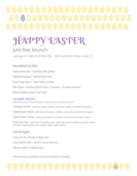 Easter Sunday Brunch Menu Design Template by MustHaveMenus