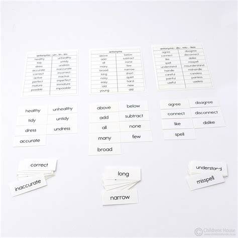 Antonyms - Childrens House Montessori Materials - match word cards to ...