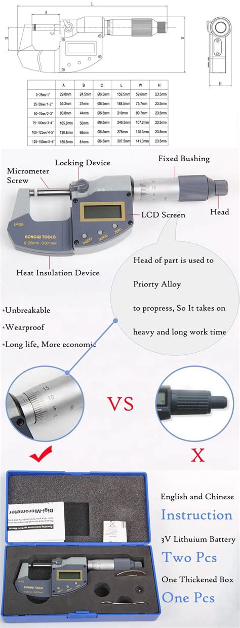 0-25mm Digital Outside Micrometer with Calibration Wheel Products from ...