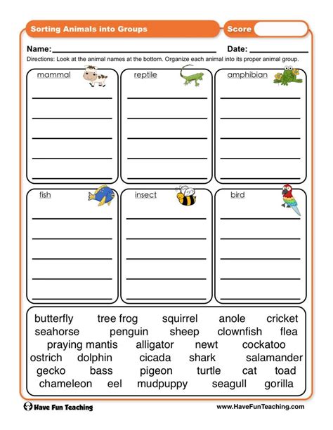 Sorting Animals into Groups Worksheet Kids Activities At Home, First ...