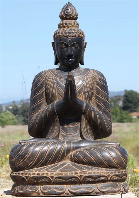 Stone Namaste Garden Buddha Sculpture 42" (#71ls100): Lotus Sculpture