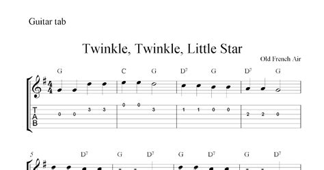 Twinkle, Twinkle, Little Star, free easy guitar tab sheet music