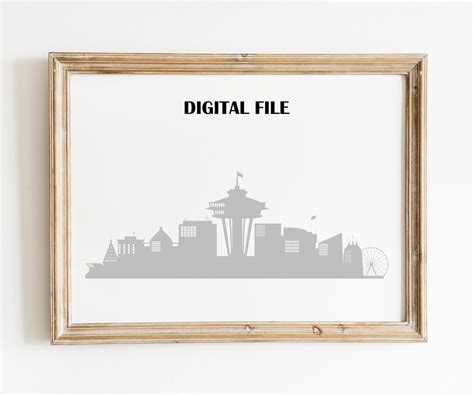 Seattle Skyline Silhouette Digital - Etsy