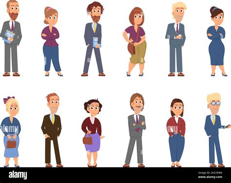 Isolated cartoon business characters. Office team, cute funny ...