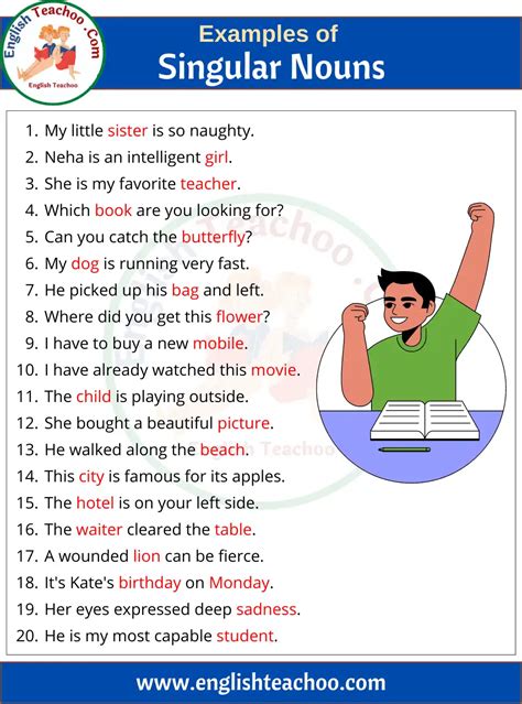 20 Examples of Singular Nouns In Sentences - EnglishTeachoo