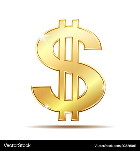 Golden dollar symbol with two vertical lines i Vector Image