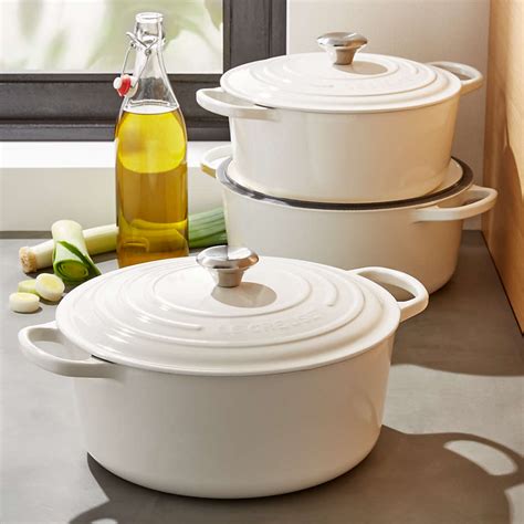 Le Creuset Signature Round White Dutch Ovens | Crate and Barrel