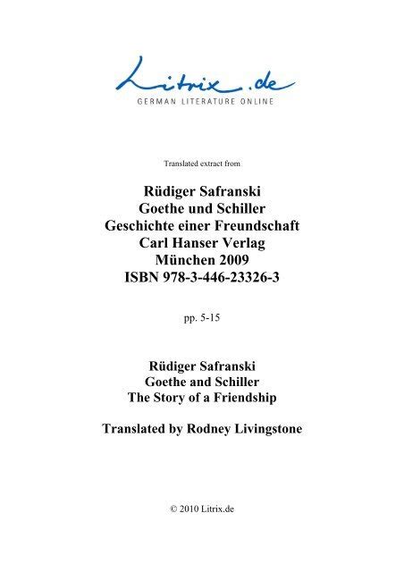 Rüdiger Safranski Goethe und Schiller Geschichte einer ...