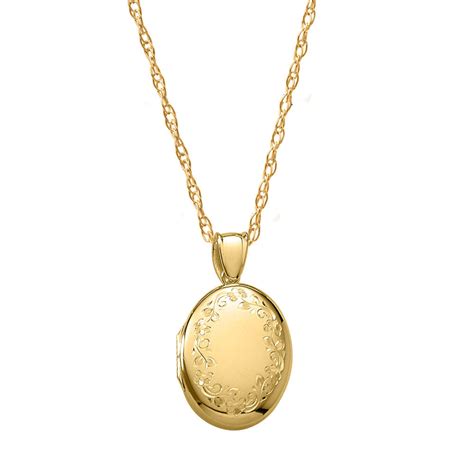 Hand Engraved Oval Locket, 14K Yellow Gold | Gold Jewelry Stores Long ...