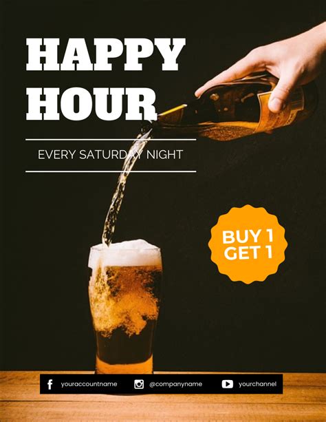 Happy Hour Drinks Promo Poster Template