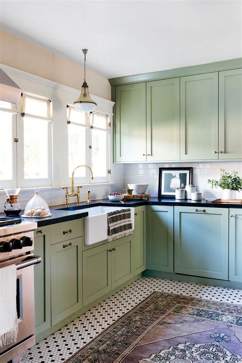 Green Cabinets with Gold Hardware: Glam Up Your Kitchen ...