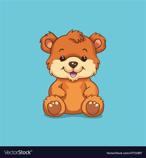 A charming 2d featuring an adorable bear with big Vector Image