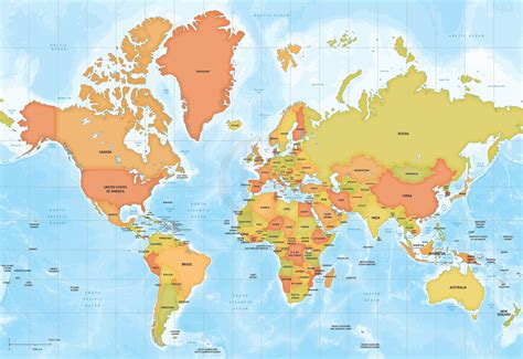 Vector Map World Bathymetry Mercator Europe | One Stop Map | Color ...