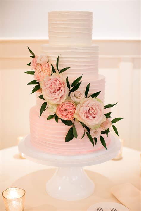 ombre pink wedding cake with cascading flowers | Wedding cake prices ...