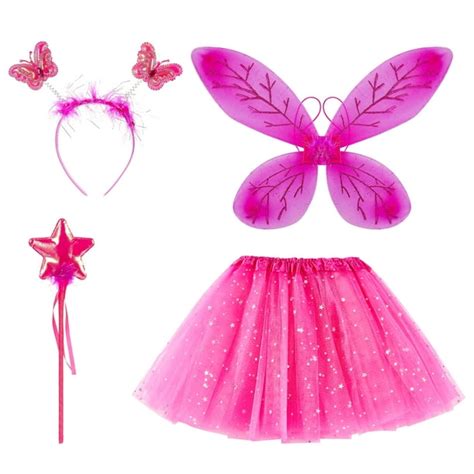 Girls Princess Fairy Costume Set with Fairy Wings Costume Fairy ...