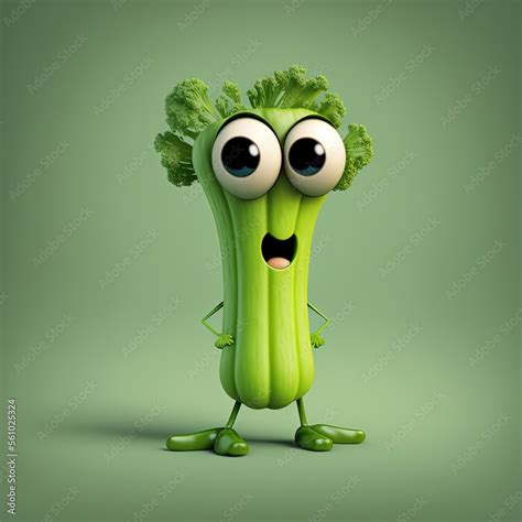 Cute Cartoon Celery Character (Generative AI) Stock Illustration ...