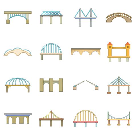 Bridge construction icons set, cartoon style 5313080 Vector Art at Vecteezy