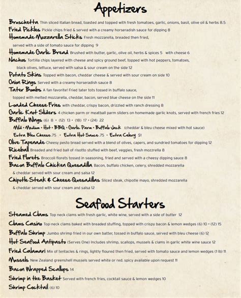 Menu « Russos Pub & Restaurant