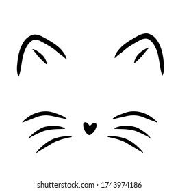 Cats Face Whiskers Ears Heartshaped Nose Stock Vector (Royalty Free ...