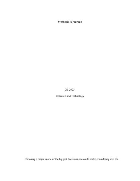 Synthesis Paragraph - Various scholars have conducted studies around ...