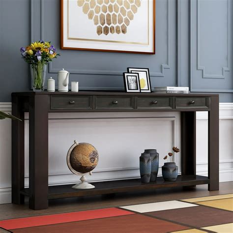 Console Table for Entryway Hallway Easy Assembly 64" Long Sofa Table ...