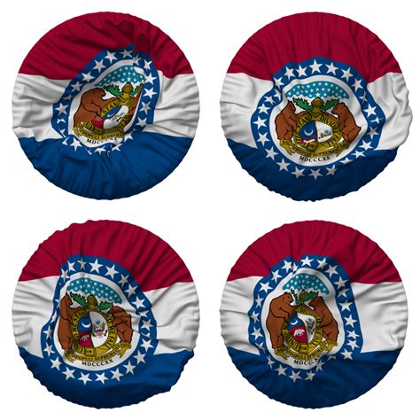 State of Missouri Flag in Round Shape Isolated with Four Different ...