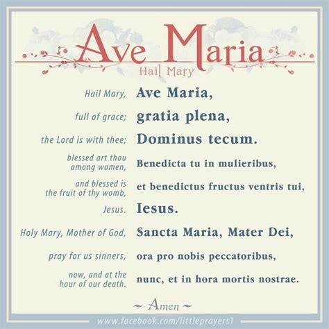 ~Ave Maria / Hail Mary | Catholic prayers, Prayers to mary, Catholic ...