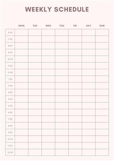 Weekly Planner Template With Hours