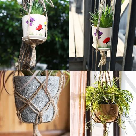 770mm/990mm Hemp Rope Macrame Pot Hanging Holder Basket Hanger Home ...