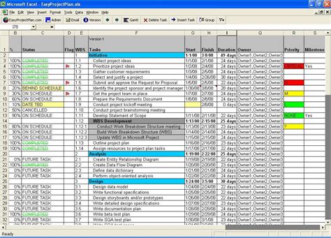 EasyProjectPlan (Excel Template) 8.5 Free Download