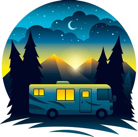 RV scene at dusk. All colors are global. | Cars dessin, Clip art ...