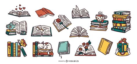 Descarga Vector De Colección De Ilustraciones De Libros Dibujados A Mano