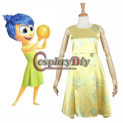 Cosplaydiy Inside Out Joy Cosplay Costume For Adult Women Halloween Party,