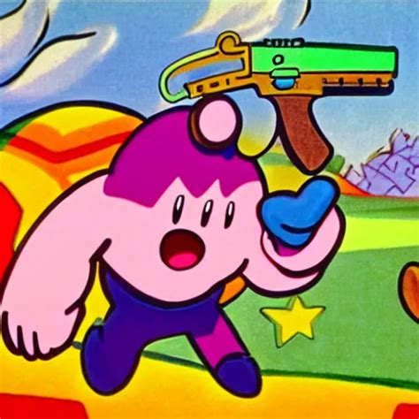 kirby holding a pistol, cartoon | Stable Diffusion | OpenArt