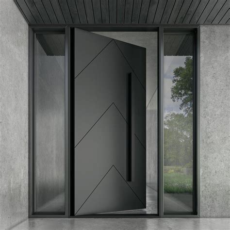 Zen Chevron Iron Door | Modern entrance door, Modern exterior doors ...