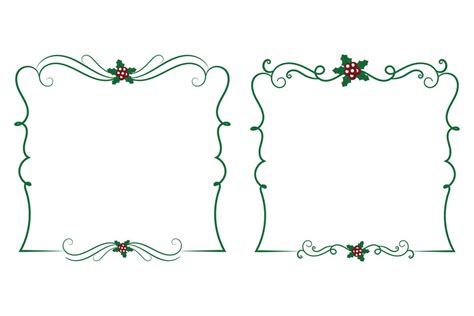 Decorative ornamental Christmas border frame, Merry Christmas holly ...