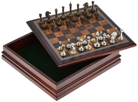 Buy Metal Chess Set with Deluxe Wood Board and Storage - 2.5" King ...