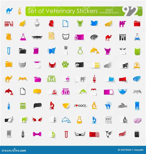 Set of veterinary stickers stock vector. Illustration of print - 55078560