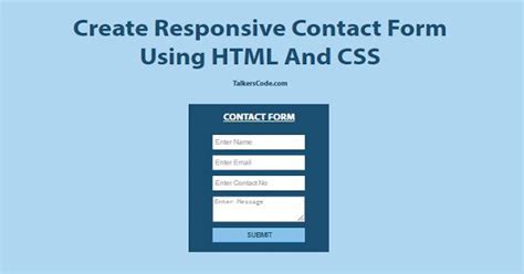 Create Responsive Contact Form Using HTML And CSS (May 2020)