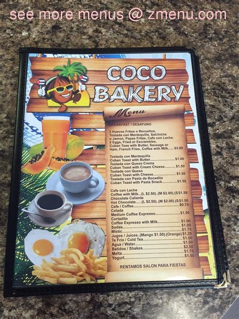 Menu at Coco Bakery-Restaurant, Cape Coral