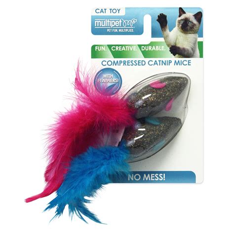 Multipet Compressed Catnip Mice 2pk Cat Toy with Feathers - Walmart.com ...