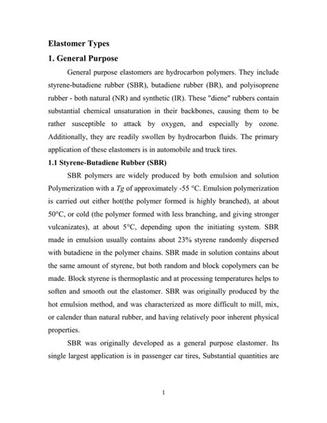 Elastomer Types 1. General Purpose