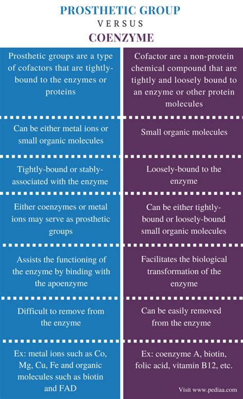 Difference Between Prosthetic Group and Coenzyme | Definition, Facts ...