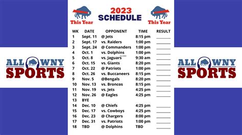 Bills Schedule Printable 2023 2024