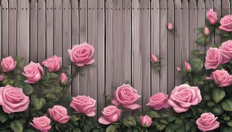 Premium AI Image | Garden fence with pink roses