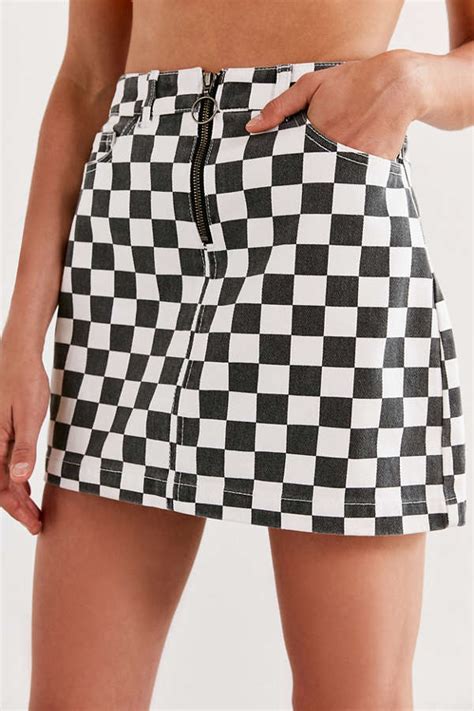 BDG Checkered Denim Zip Mini Skirt | Urban Outfitters