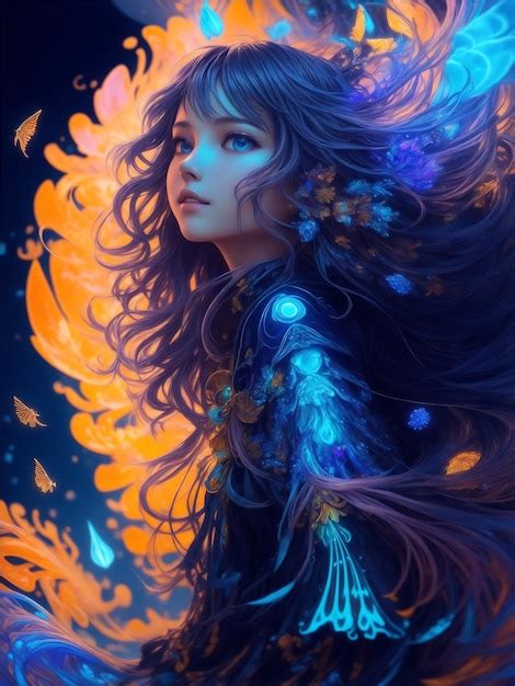 Premium Photo | Digital painting of fantasy art cute female anime ...